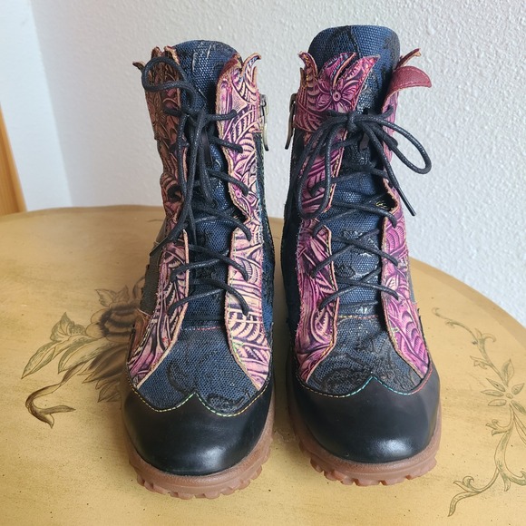 L'Artiste Ileana EU 37 US 6.5 to 7 Purple Black Lace Up Fairycore Boots Artsy - Picture 2 of 10